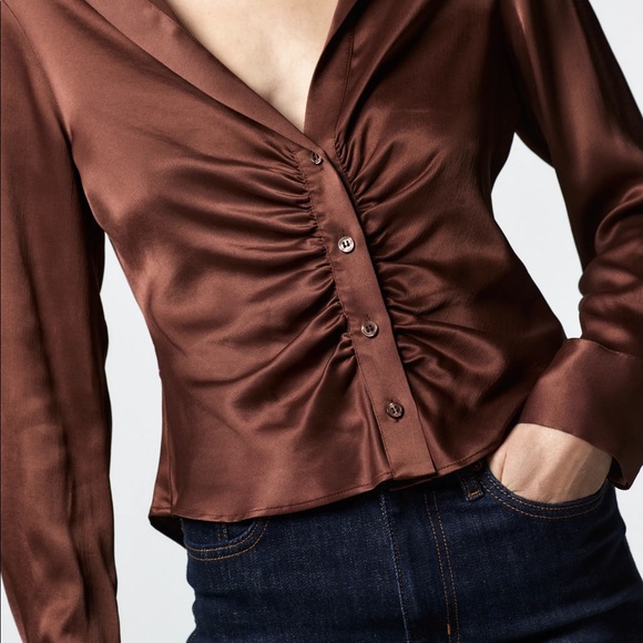 NWT: Zara Satin Effect Blouse (as seen on @sophie_murraayy) - Picture 4 of 5